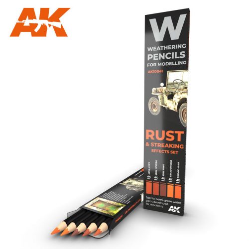 AK Interactive - Watercolor Pencil Set Rust And Streaking