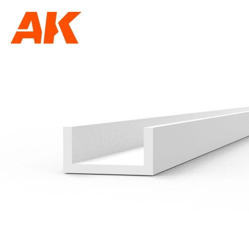 AK Interactive - U Channel 3.0 width x 350mm - STYRENE STRIP