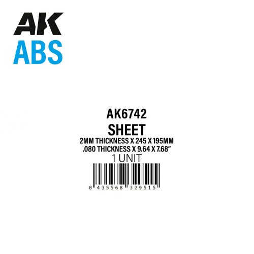 AK Interactive - 2mm thickness x 245 x 195mm - ABS SHEET