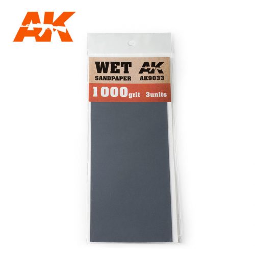 AK Interactive - Wet Sandpaper 1000 Grit. 3 units