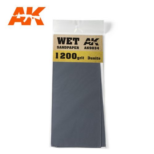 AK Interactive - Wet Sandpaper 1200 Grit. 3 units