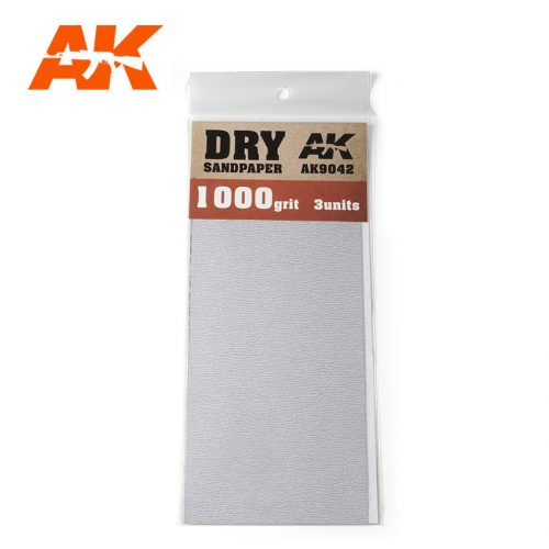 AK Interactive - Dry Sandpaper 1000 Grit. 3 units