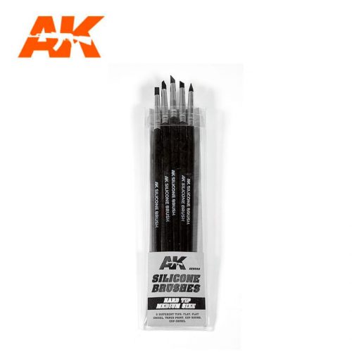 AK Interactive - Set Of 5 Silicone Brushes Hard Tip Medium