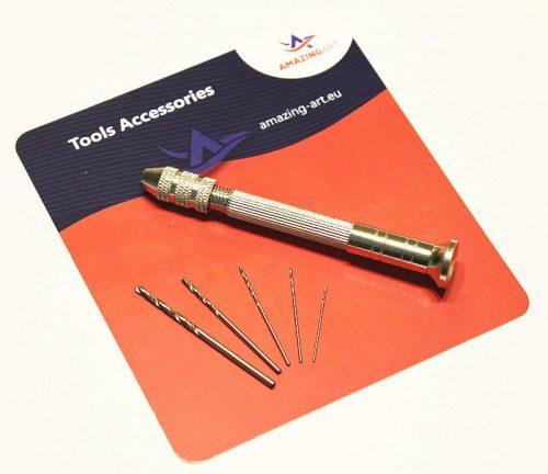 AmazingArt - Mini Hand Drill + 5 Drill Bits Different Sizes