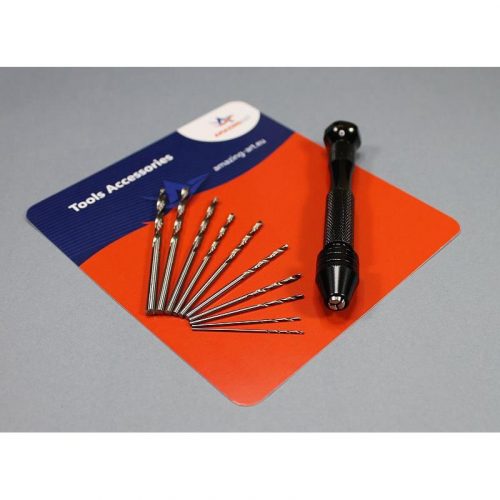 AmazingArt - Mini Hand Drill + 10 Drill Bits From 0.3 - 3.2Mm