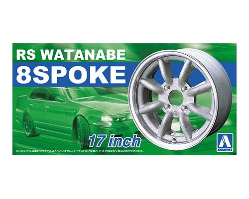 Aoshima - 1/24 RS Watanabe 8 Spoke 17inch wheel and tire set, plastic modelkit