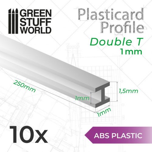 Green Stuff World - ABS Plasticard - Profile DOUBLE-T 1 mm 