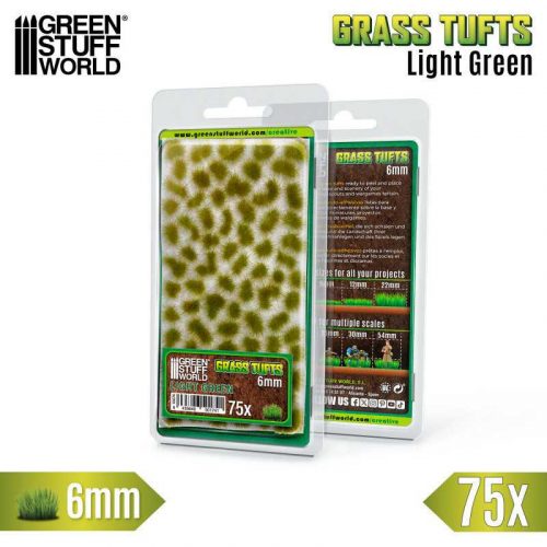 Green Stuff World - Static Grass Tufts 6 mm - Light Green (75 pcs.)