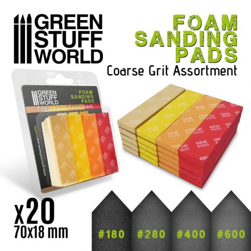 Green Stuff World - Foam Sanding Pads - Coarse Grit Assortment X20