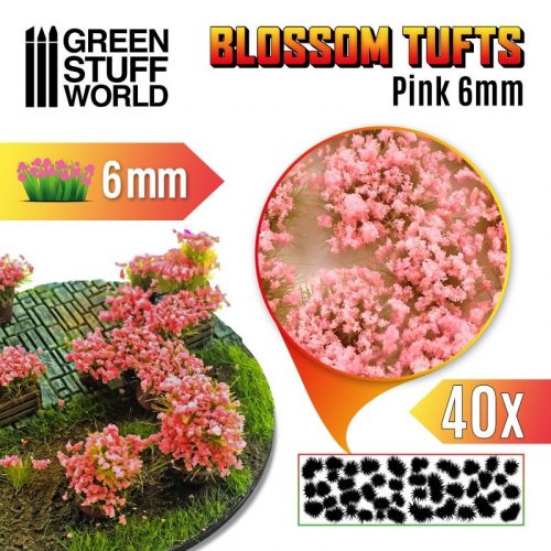 Green Stuff World - Blossom TUFTS - 6mm self-adhesive - PINK (40 pcs.)