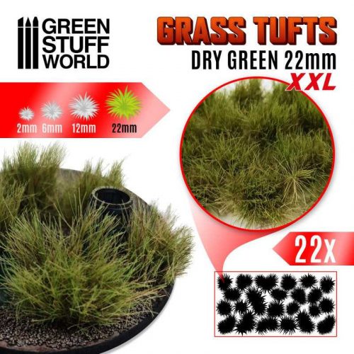 Green Stuff World - Grass TUFTS XXL - 22mm self-adhesive - DRY GREEN (22 pcs.)