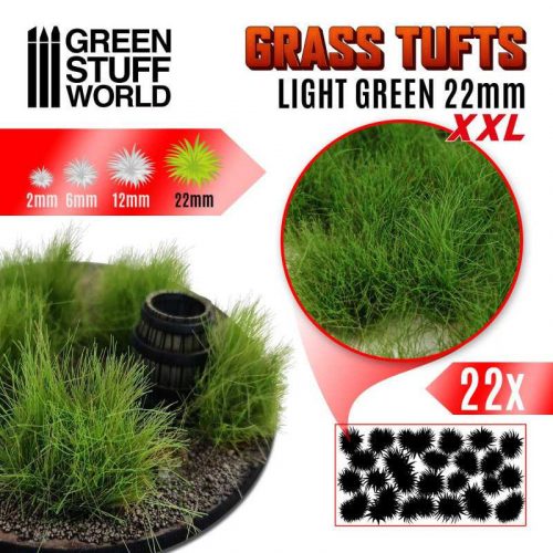 Green Stuff World - Grass TUFTS XXL - 22mm self-adhesive - LIGHT GREEN  - 22 pcs.