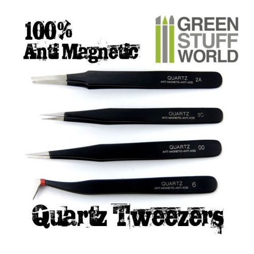 Green Stuff World - 100% Anti-magnetic QUARTZ Tweezers SET