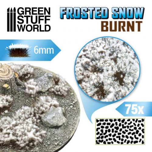 Green Stuff World - Shrubs TUFTS - 6mm self-adhesive - FROSTED SNOW - BURNT (75 pcs.)