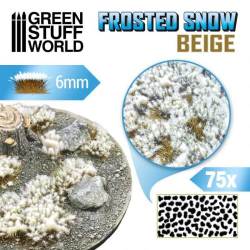 Green Stuff World - Shrubs TUFTS - 6mm self-adhesive - FROSTED SNOW - BEIGE (75 pcs.)