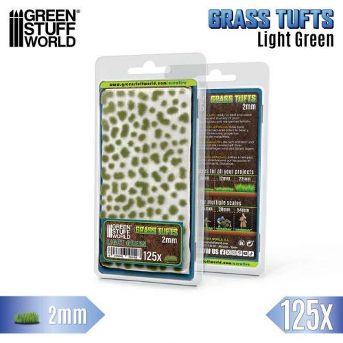 Green Stuff World - Static Grass Tufts 2 mm - Light Green (125 pcs.)