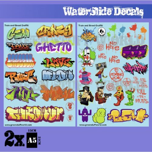 Green Stuff World - Waterslide Decals - Train And Graffiti Mix