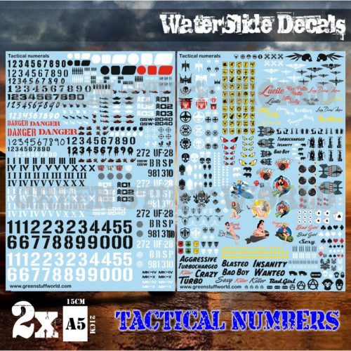 Green Stuff World - Waterslide Decals - Tactical Numerals And Pinups