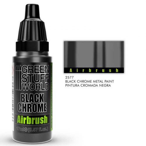 Green Stuff World - Airbrush Black Chrome Paint (17ml) - Alcohol-based metallic paint