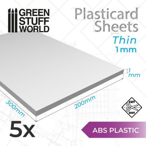 Green Stuff World - ABS Plasticard A4 - 1 mm COMBOx5 sheets 