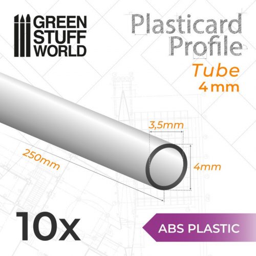 Green Stuff World - ABS Plasticard - Profile TUBE 4mm 