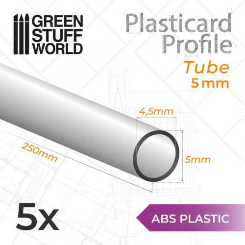 Green Stuff World - ABS Plasticard - Profile TUBE 5mm 