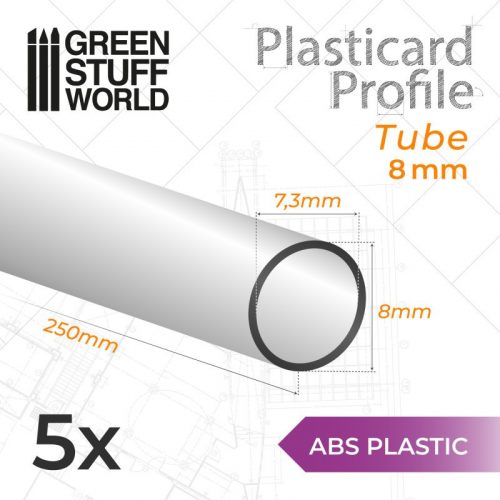 Green Stuff World - ABS Plasticard - Profile TUBE 8mm 