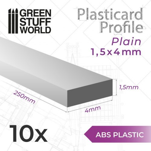 Green Stuff World - ABS Plasticard - Profile PLAIN 4mm 