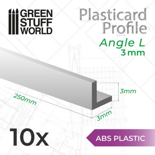 Green Stuff World - ABS Plasticard - Profile ANGLE-L 3 mm 