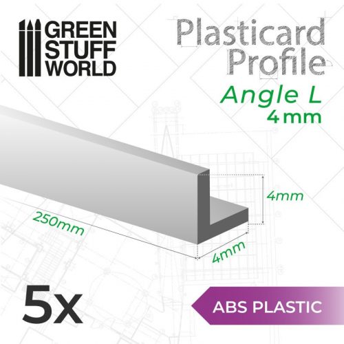 Green Stuff World - ABS Plasticard - Profile ANGLE-L 4mm 