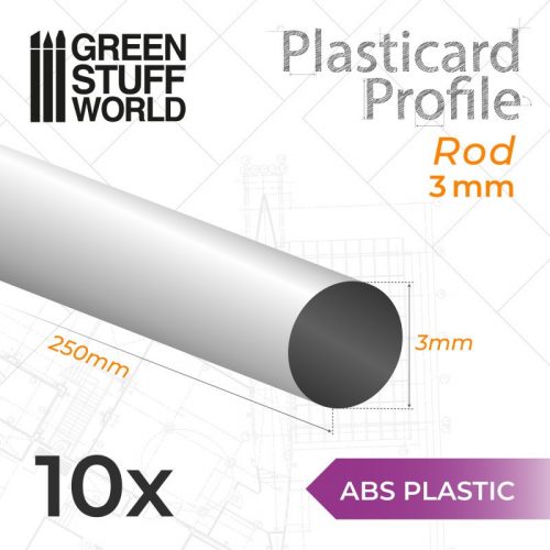 Green Stuff World - ABS Plasticard - Profile ROD 3 mm 