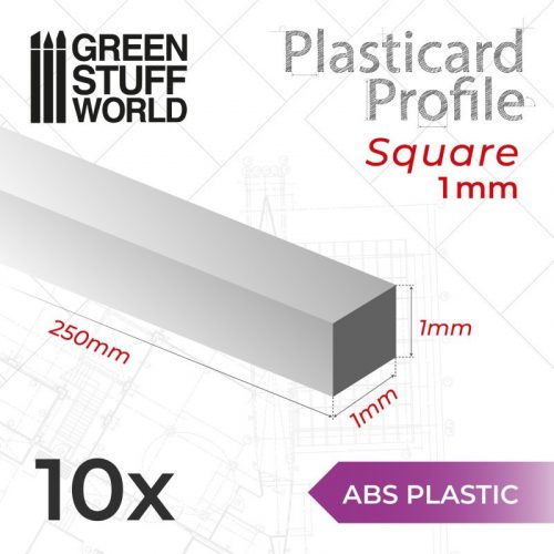 Green Stuff World - ABS Plasticard - Profile SQUARED ROD 1mm 