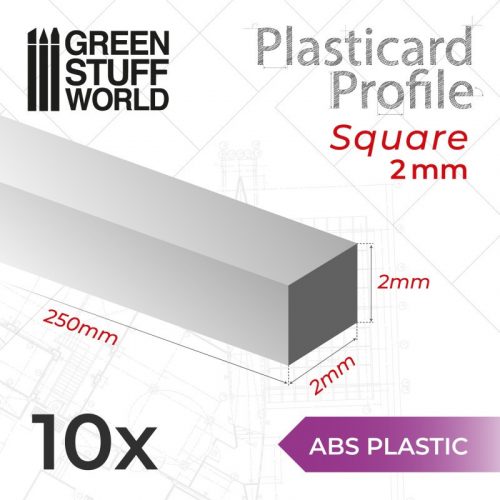 Green Stuff World - ABS Plasticard - Profile SQUARED ROD 2 mm 