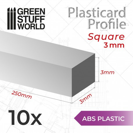 Green Stuff World - ABS Plasticard - Profile SQUARED ROD 3 mm 