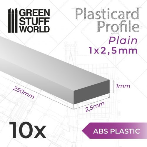 Green Stuff World - ABS Plasticard - Profile PLAIN 2.5mm 