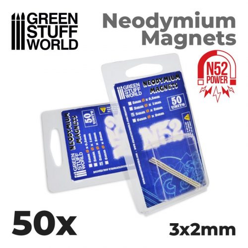 Green Stuff World - Neodymium Magnets 3X2Mm - 50 Units (N52)