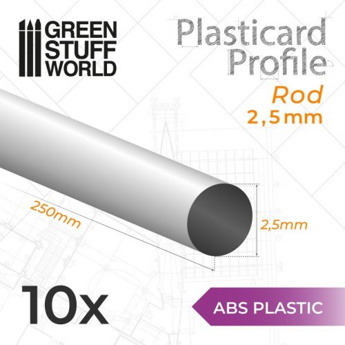 Green Stuff World - ABS Plasticard - Profile ROD 2,5mm 