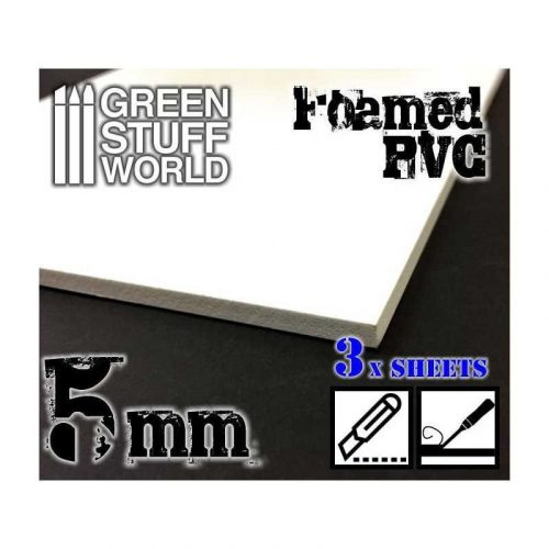 Green Stuff World - 3x Foamed PVC 5mm - 200x300mm