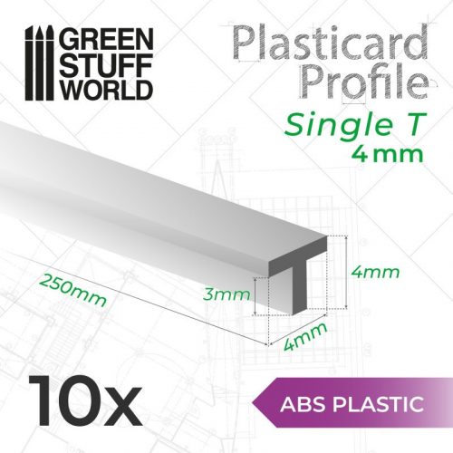 Green Stuff World - ABS Plasticard - T-Profile 4mm 