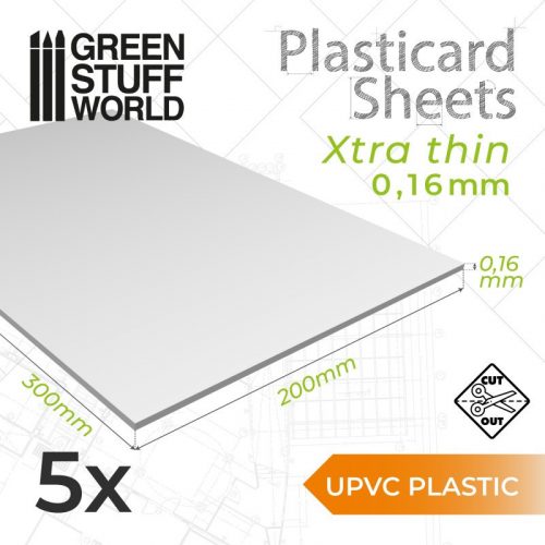 Green Stuff World - ABS Plasticard A4 - 0,16mm COMBOx5 sheets 