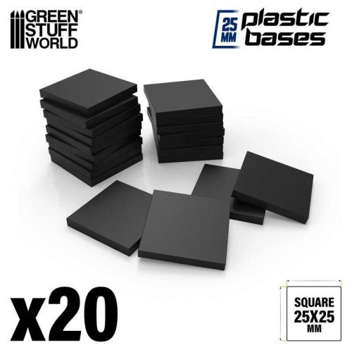 Green Stuff World - Plastic Square Base 25mm - PACKx20