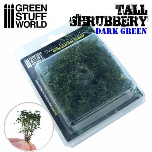 Green Stuff World - Tall Shrubbery - Dark Green  (8x8x3cm)