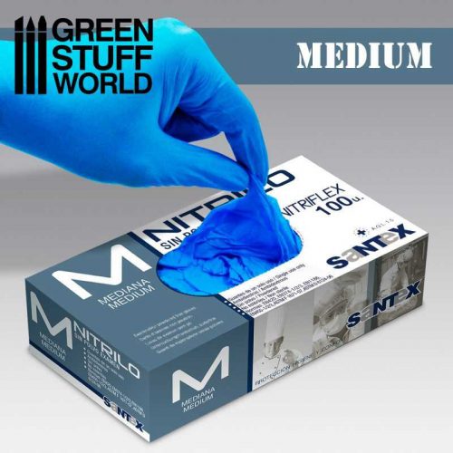 Green Stuff World - Blue Nitrile Gloves - Medium 100 pcs