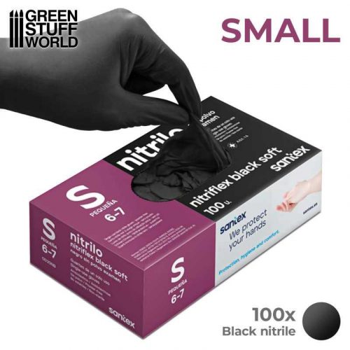 Green Stuff World - Black Nitrile Gloves - Small 100 pcs