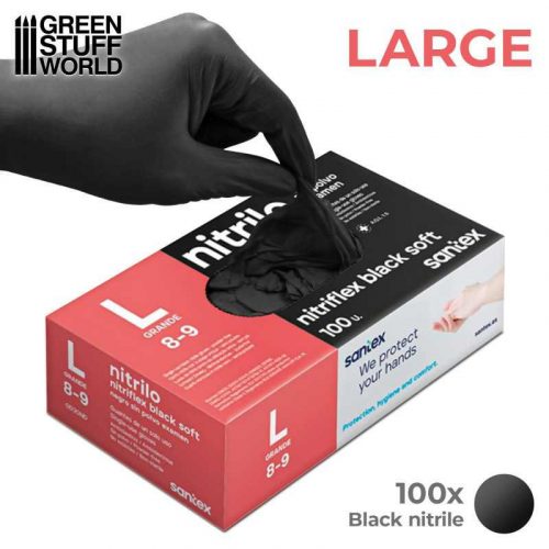 Green Stuff World - Black Nitrile Gloves - Large 100 pcs