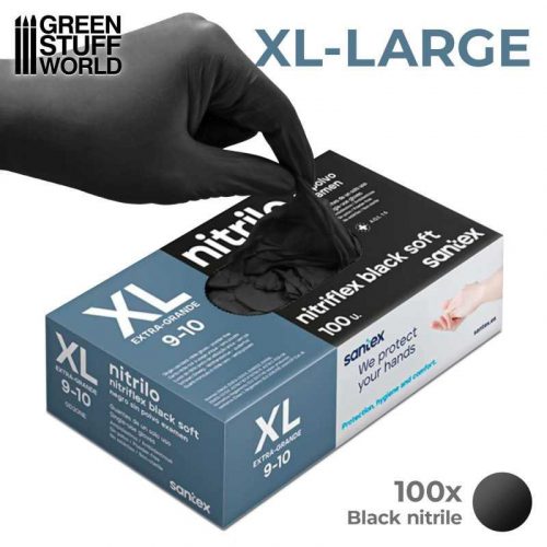 Green Stuff World - Black Nitrile Gloves - Extra Large 100 pcs