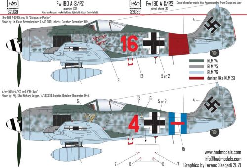 HAD models - Fw 190 A-8/R2decal sheet 1:32