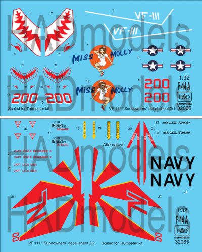 HAD models - F-14 A VF-111 Sundowners "Miss Molly" for Trumpeter kit ( double  sheet)