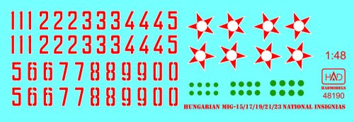 HAD models - Hungarian national insignias and numbers for MíG types  1951-1990