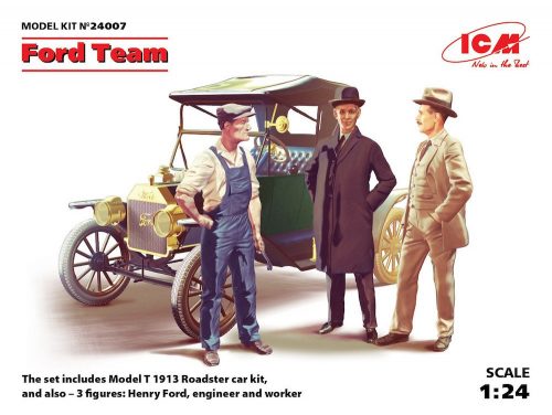 ICM - Ford Team Model T 1913 Roadstar car Kit and 3 figures